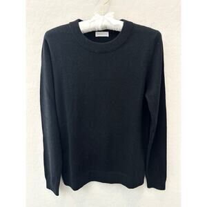 🆕 JENNIE LIU | Black 100% Cashmere Soft Minimalist Crewneck Sweater | Medium
